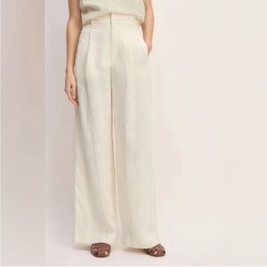 Aritzia Cream Wide-Leg Trousers